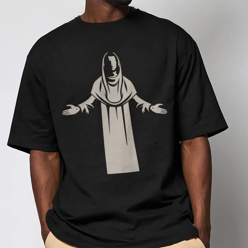 Christianartworkshop Minimalist Style Divine Embrace Short Sleeve Washed T-shirt sold by Christian Art Workshop product image thumbnail 4