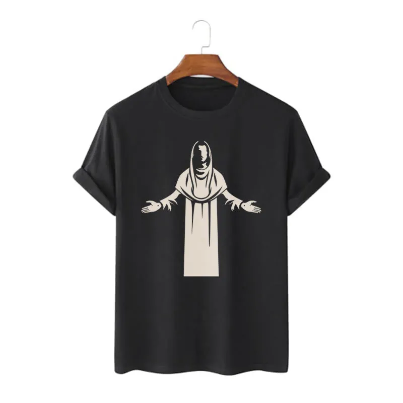 Christianartworkshop Minimalist Style Divine Embrace Short Sleeve Washed T-shirt sold by Christian Art Workshop