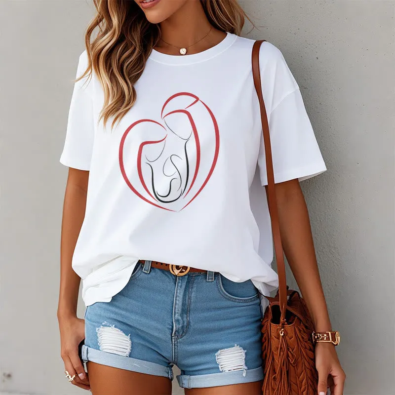 Christianartworkshop Minimalist Style Sacred Family Heartline Art Short Sleeve Washed T-shirt sold by Christian Art Workshop product image thumbnail 3
