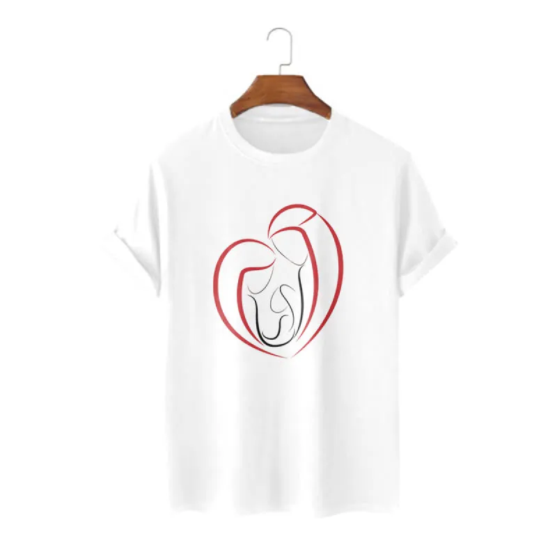 Christianartworkshop Minimalist Style Sacred Family Heartline Art Short Sleeve Washed T-shirt sold by Christian Art Workshop