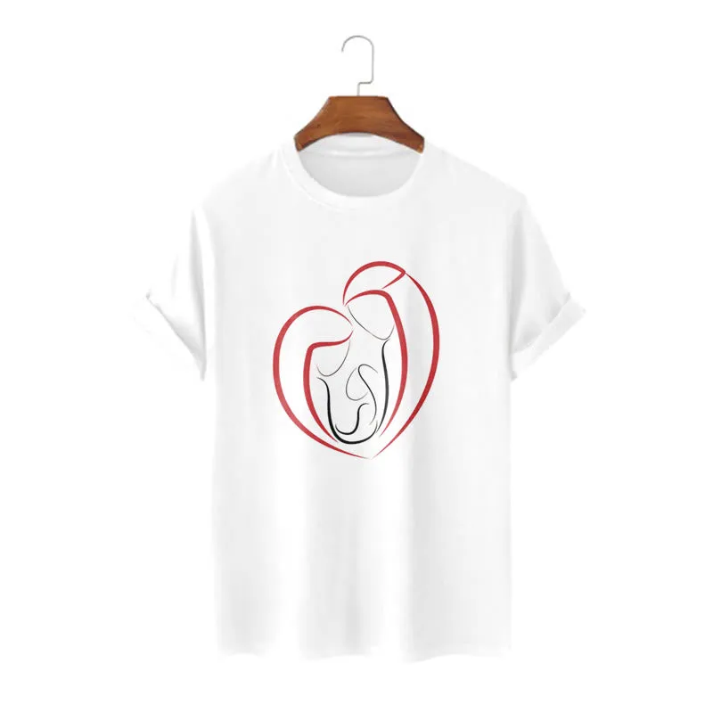 Christianartworkshop Minimalist Style Sacred Family Heartline Art Short Sleeve Washed T-shirt sold by Christian Art Workshop