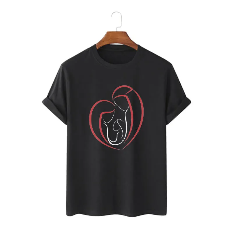 Christianartworkshop Minimalist Style Sacred Family Heartline Art Short Sleeve Washed T-shirt sold by Christian Art Workshop product image thumbnail 4