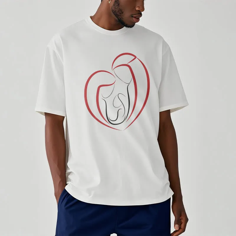Christianartworkshop Minimalist Style Sacred Family Heartline Art Short Sleeve Washed T-shirt sold by Christian Art Workshop product image thumbnail 2