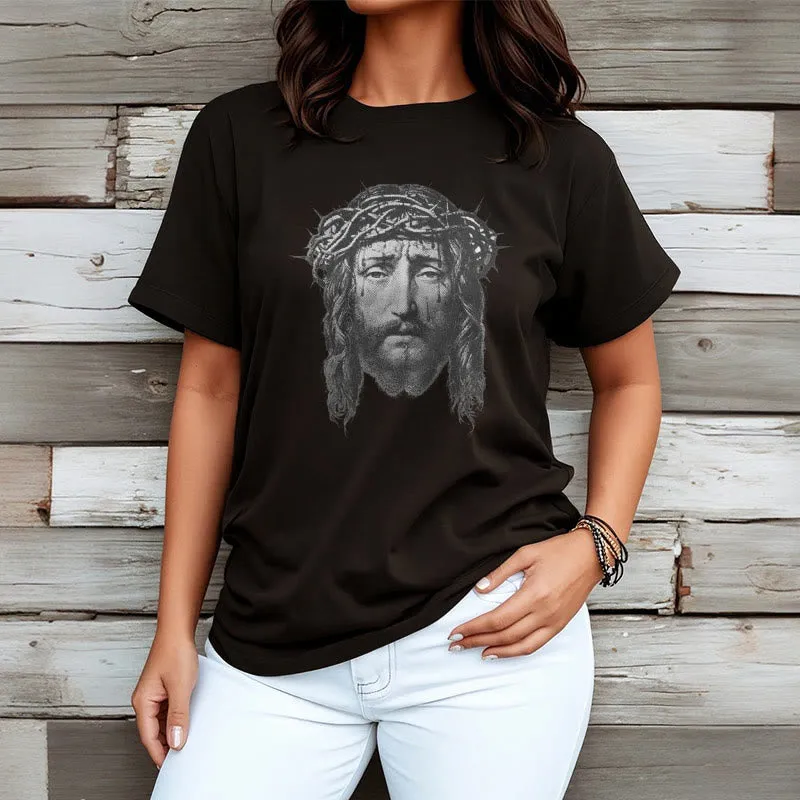 Christianartworkshop Retro Style Crown of Thorns Short Sleeve Washed T-shirt sold by Christian Art Workshop product image thumbnail 5