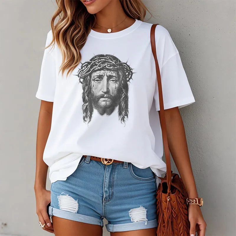 Christianartworkshop Retro Style Crown of Thorns Short Sleeve Washed T-shirt sold by Christian Art Workshop product image thumbnail 2