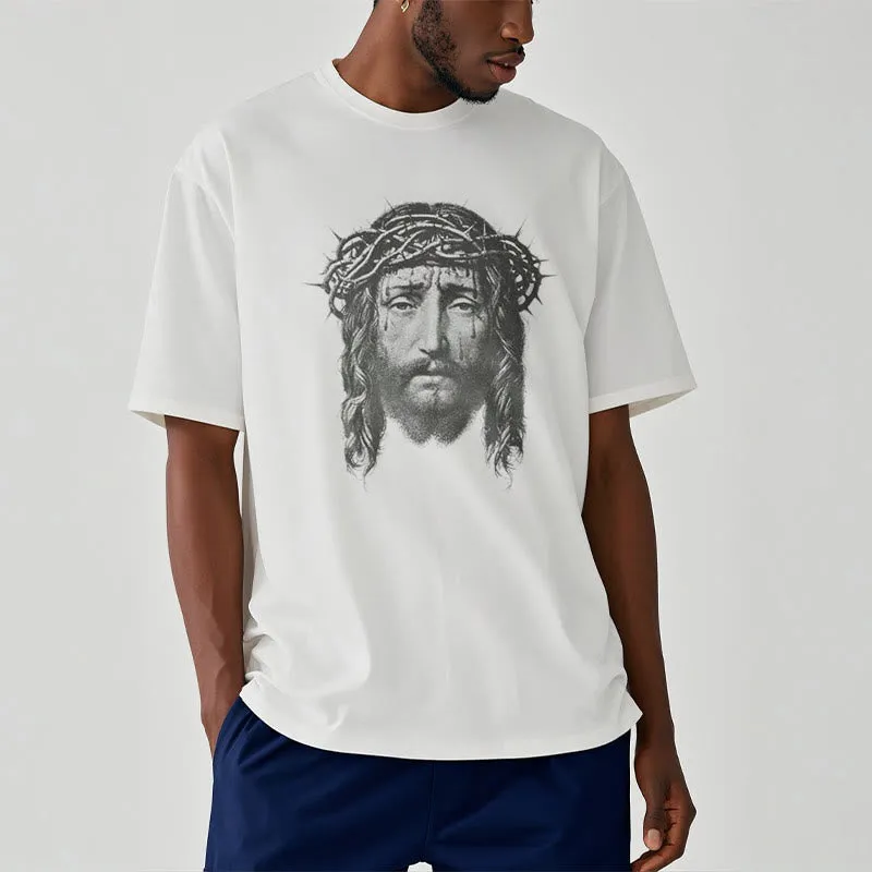 Christianartworkshop Retro Style Crown of Thorns Short Sleeve Washed T-shirt sold by Christian Art Workshop product image thumbnail 3