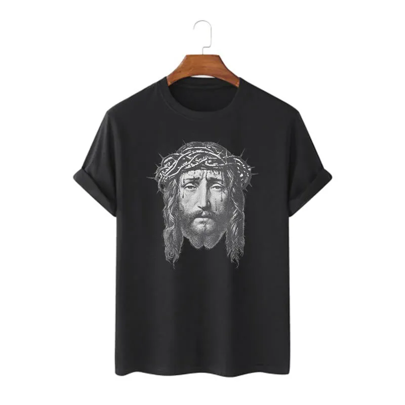 Christianartworkshop Retro Style Crown of Thorns Short Sleeve Washed T-shirt sold by Christian Art Workshop product image thumbnail 4