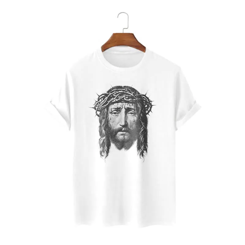 Christianartworkshop Retro Style Crown of Thorns Short Sleeve Washed T-shirt sold by Christian Art Workshop