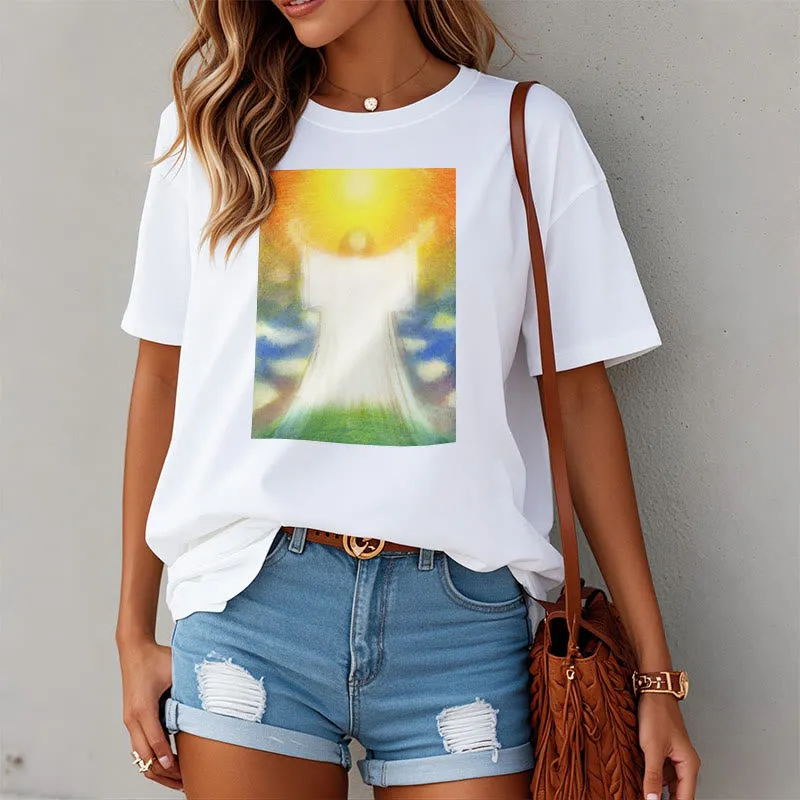 Christianartworkshop Art Style the Radiant Christ Divine Ascension Short Sleeve Washed T-shirt sold by Christian Art Workshop product image thumbnail 5