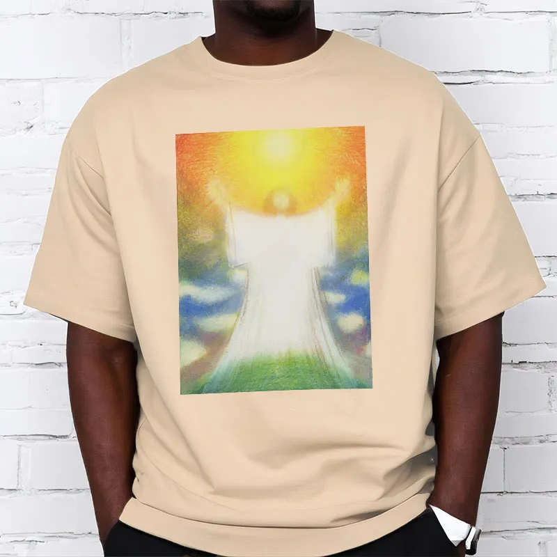 Christianartworkshop Art Style the Radiant Christ Divine Ascension Short Sleeve Washed T-shirt sold by Christian Art Workshop product image thumbnail 2