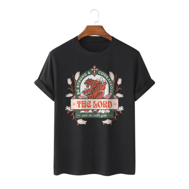 Christianartworkshop Classic Style The Lord Will Be With You Short Sleeve Washed T-shirt sold by Christian Art Workshop