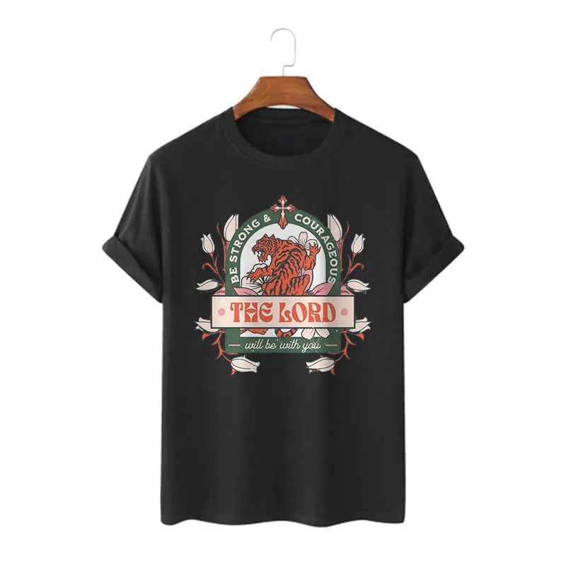 Christianartworkshop Classic Style The Lord Will Be With You Short Sleeve Washed T-shirt sold by Christian Art Workshop