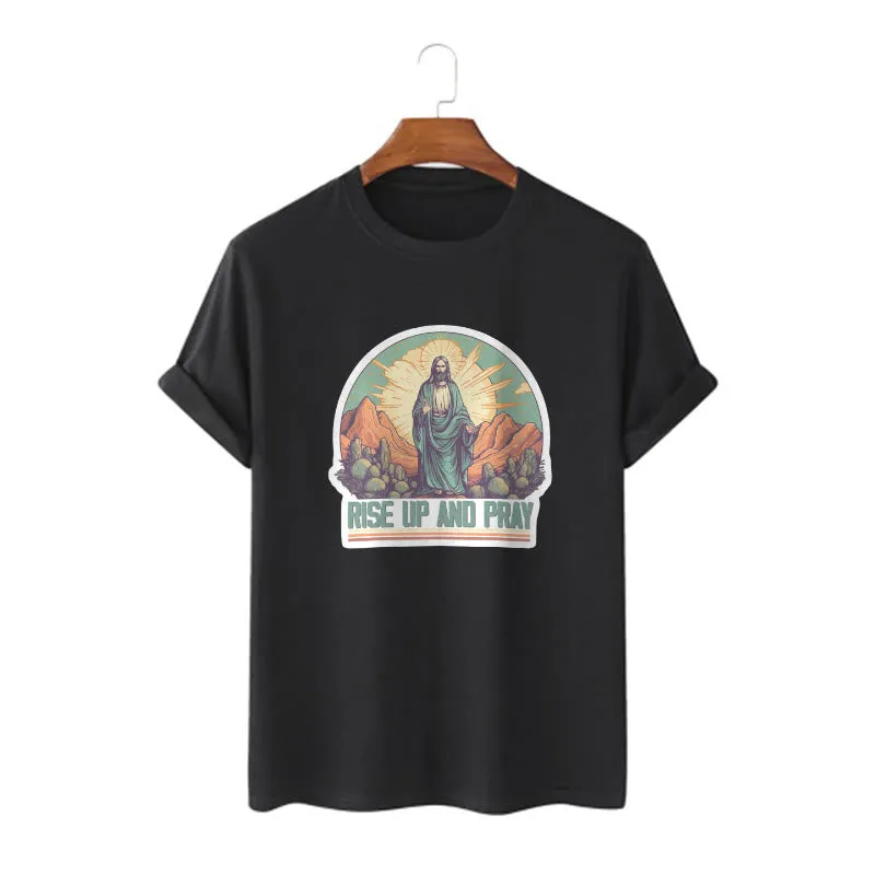 Christianartworkshop Classic Style Rise Up and Pray Short Sleeve T-shirt sold by Christian Art Workshop product image thumbnail 4
