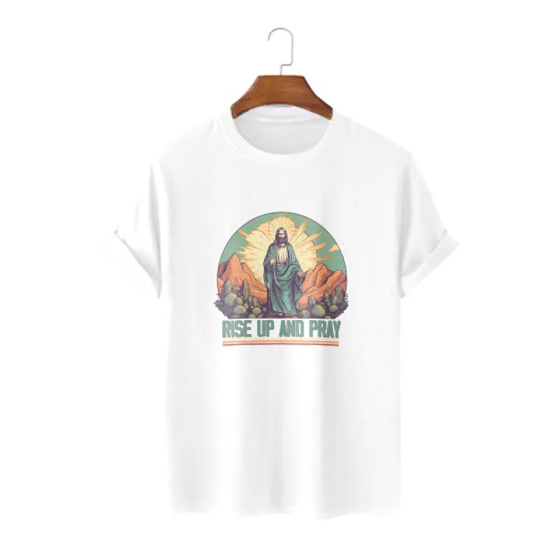 Christianartworkshop Classic Style Rise Up and Pray Short Sleeve T-shirt sold by Christian Art Workshop