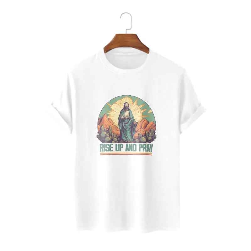 Christianartworkshop Classic Style Rise Up and Pray Short Sleeve T-shirt sold by Christian Art Workshop
