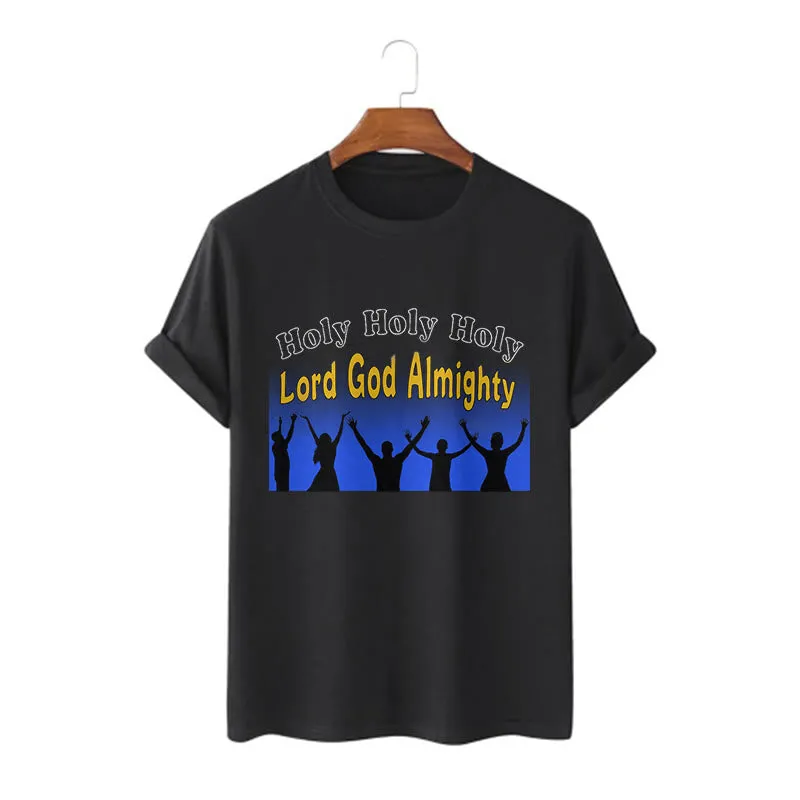 Christianartworkshop Funny Style Holy Holy Holy is the Lord God almighty Short Sleeve Washed T-shirt sold by Christian Art Workshop product image thumbnail 3