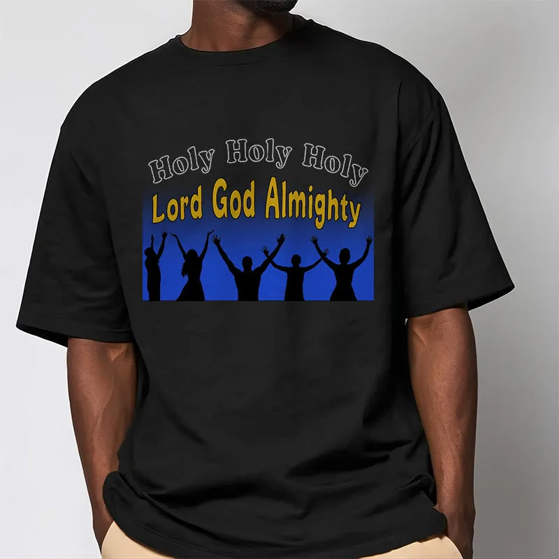 Christianartworkshop Funny Style Holy Holy Holy is the Lord God almighty Short Sleeve Washed T-shirt sold by Christian Art Workshop product image thumbnail 4