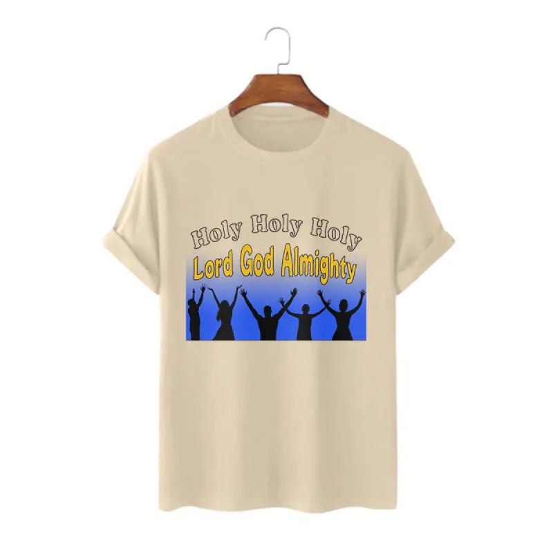 Christianartworkshop Funny Style Holy Holy Holy is the Lord God almighty Short Sleeve Washed T-shirt sold by Christian Art Workshop