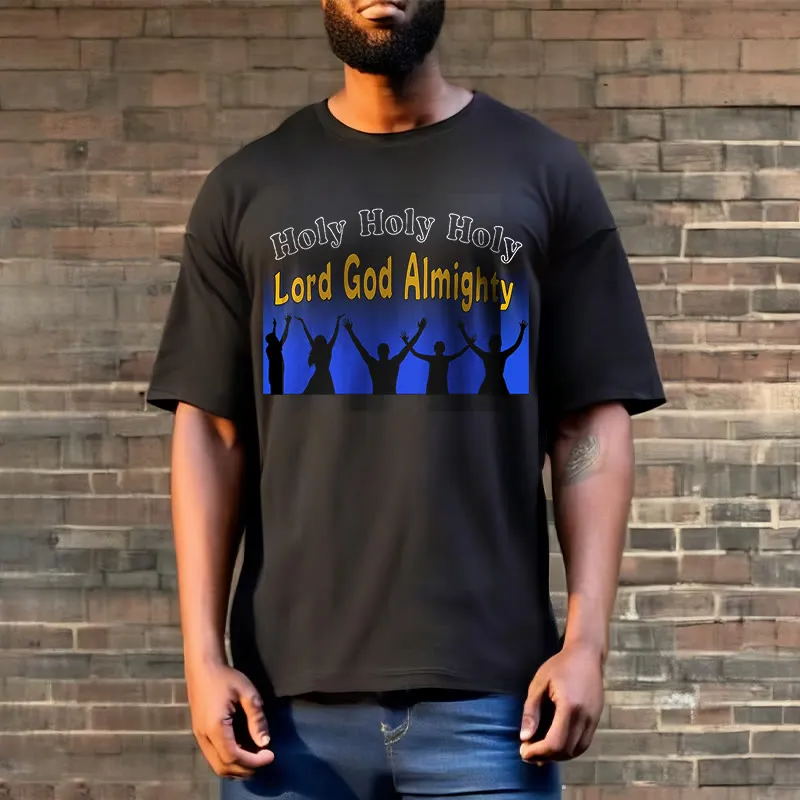 Christianartworkshop Funny Style Holy Holy Holy is the Lord God almighty Short Sleeve Washed T-shirt sold by Christian Art Workshop product image thumbnail 5