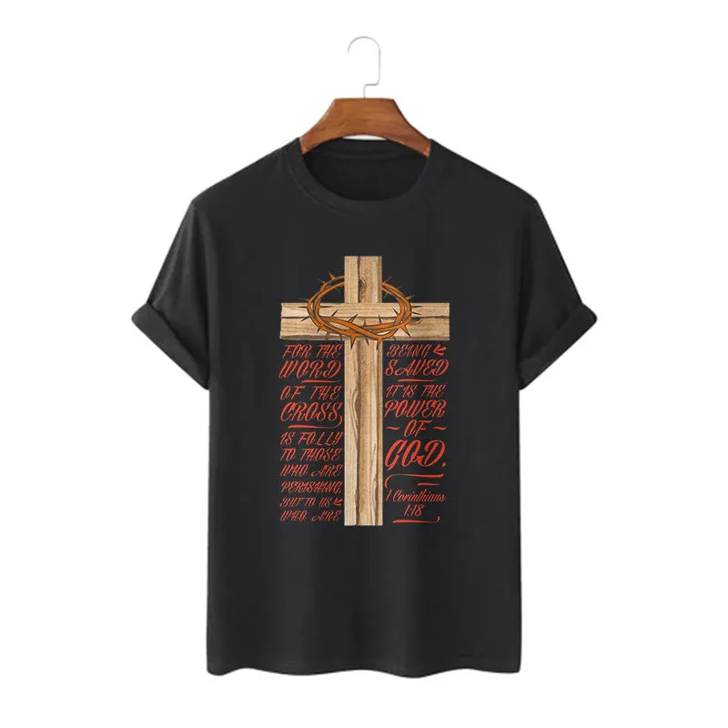 Christianartworkshop Classic Style Power of God - 1 Corinthians 1:18 Short Sleeve Washed T-shirt sold by Christian Art Workshop product image thumbnail 4