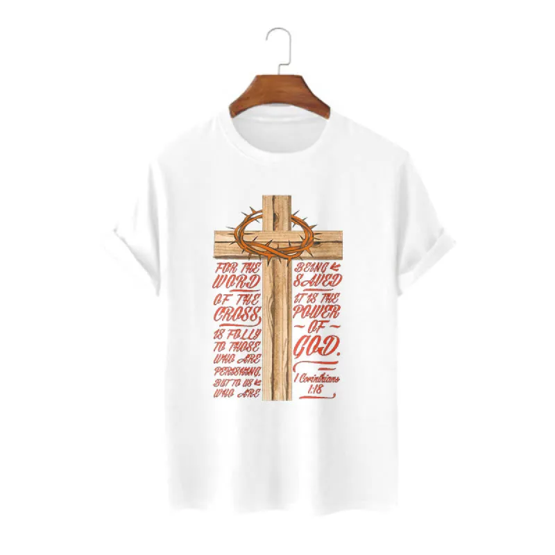 Christianartworkshop Classic Style Power of God - 1 Corinthians 1:18 Short Sleeve Washed T-shirt sold by Christian Art Workshop