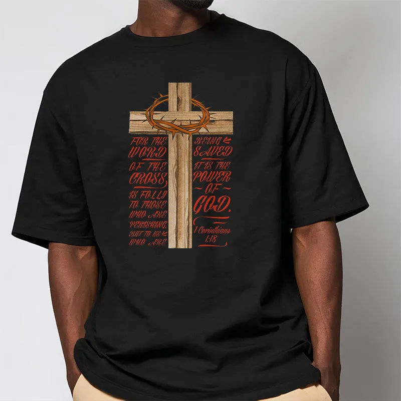 Christianartworkshop Classic Style Power of God - 1 Corinthians 1:18 Short Sleeve Washed T-shirt sold by Christian Art Workshop product image thumbnail 5