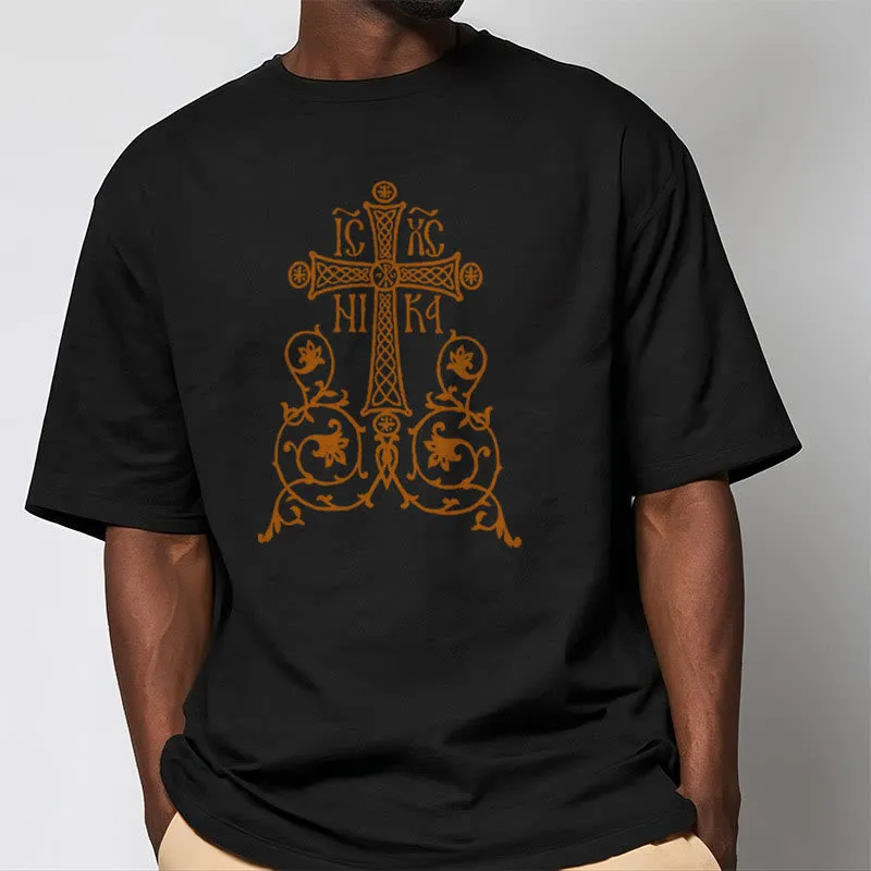 Christianartworkshop Classic Style Orthodox Cross Short Sleeve Washed T-shirt sold by Christian Art Workshop product image thumbnail 4