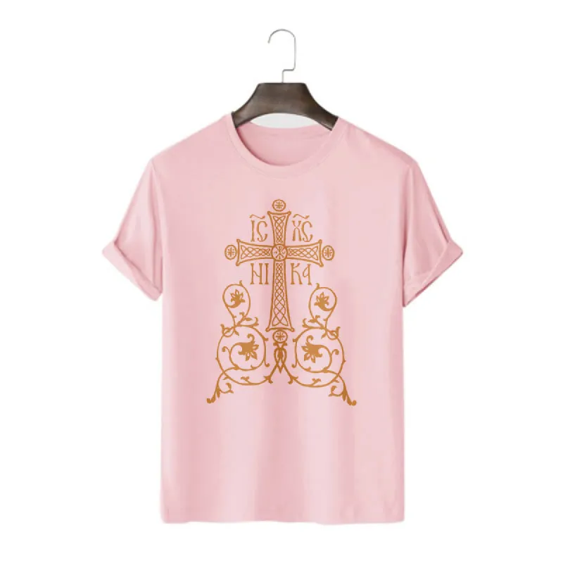 Christianartworkshop Classic Style Orthodox Cross Short Sleeve Washed T-shirt sold by Christian Art Workshop