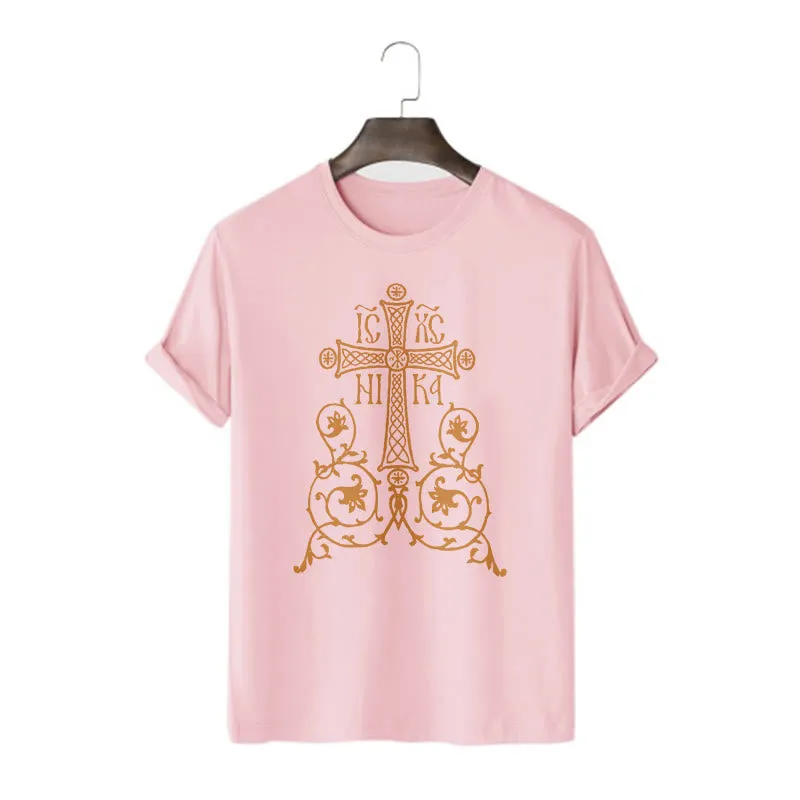 Christianartworkshop Classic Style Orthodox Cross Short Sleeve Washed T-shirt sold by Christian Art Workshop