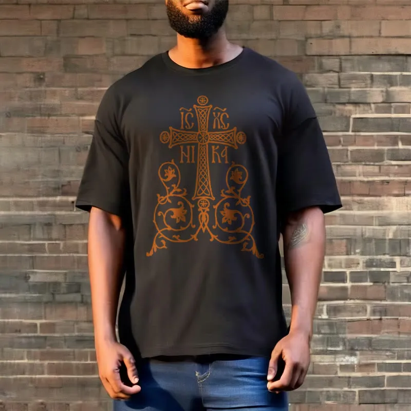 Christianartworkshop Classic Style Orthodox Cross Short Sleeve Washed T-shirt sold by Christian Art Workshop product image thumbnail 5