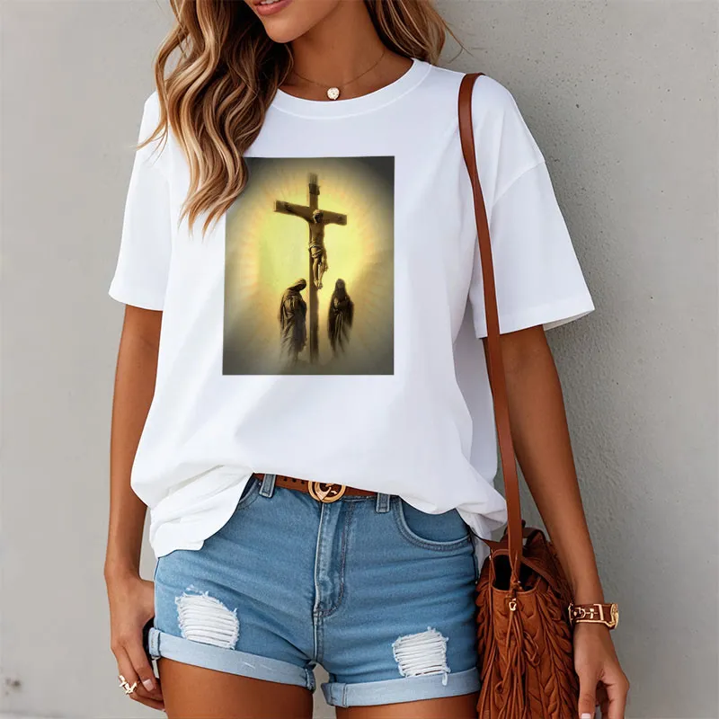 Christianartworkshop Classic Style Crucifixion of Jesus Graphic Short Sleeve Washed T-shirt sold by Christian Art Workshop product image thumbnail 3