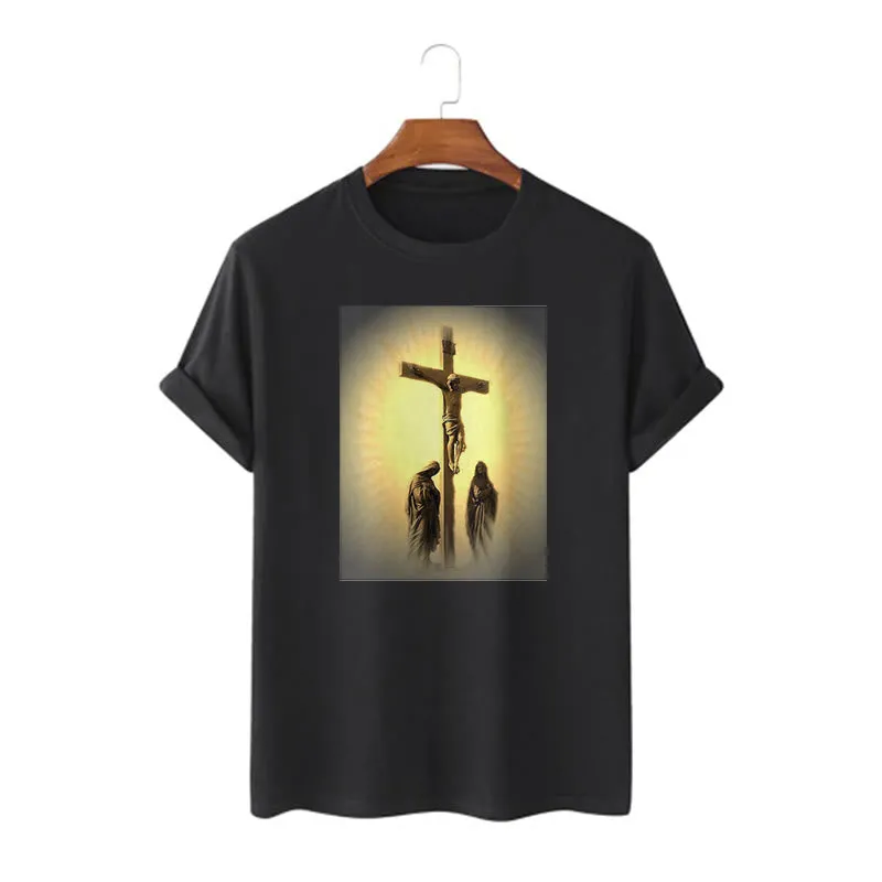 Christianartworkshop Classic Style Crucifixion of Jesus Graphic Short Sleeve Washed T-shirt sold by Christian Art Workshop product image thumbnail 4