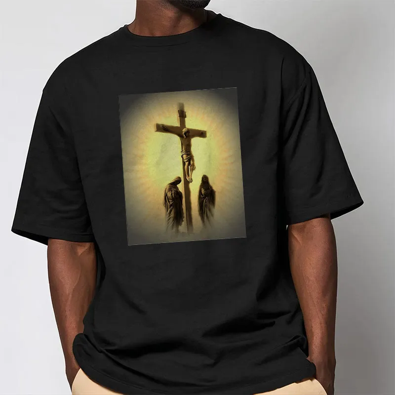 Christianartworkshop Classic Style Crucifixion of Jesus Graphic Short Sleeve Washed T-shirt sold by Christian Art Workshop product image thumbnail 5