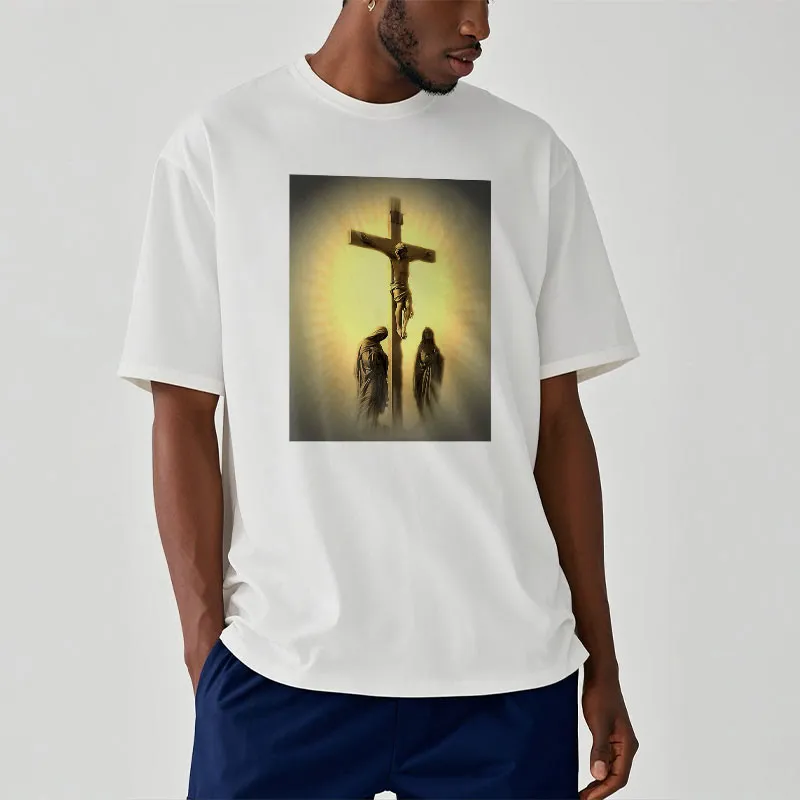 Christianartworkshop Classic Style Crucifixion of Jesus Graphic Short Sleeve Washed T-shirt sold by Christian Art Workshop product image thumbnail 2