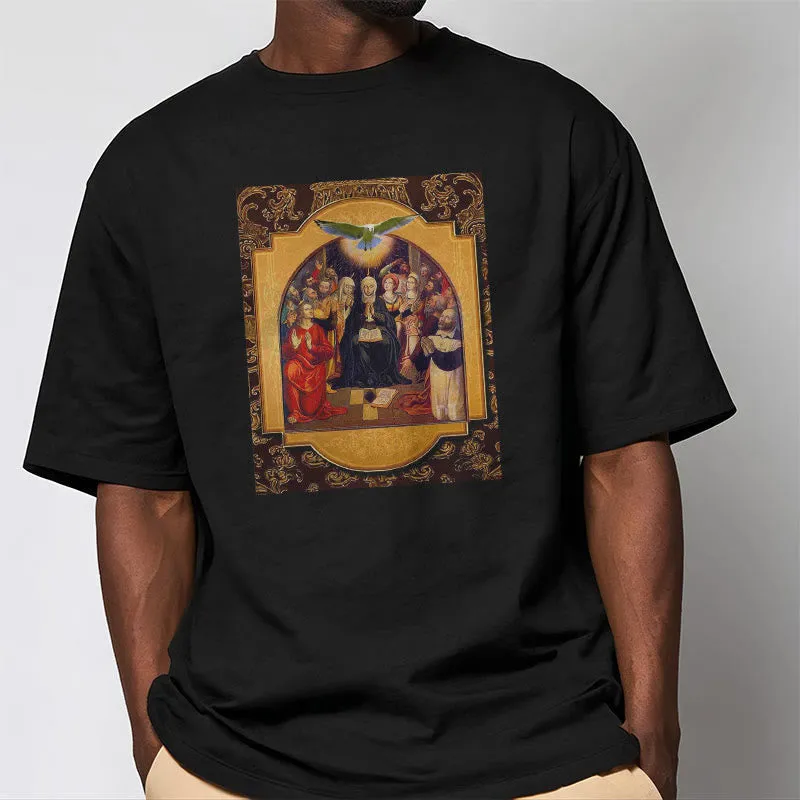 Christianartworkshop Classic Style Holy Spirit Apostles Saint Virgin Mary Short Sleeve T-shirt sold by Christian Art Workshop product image thumbnail 4