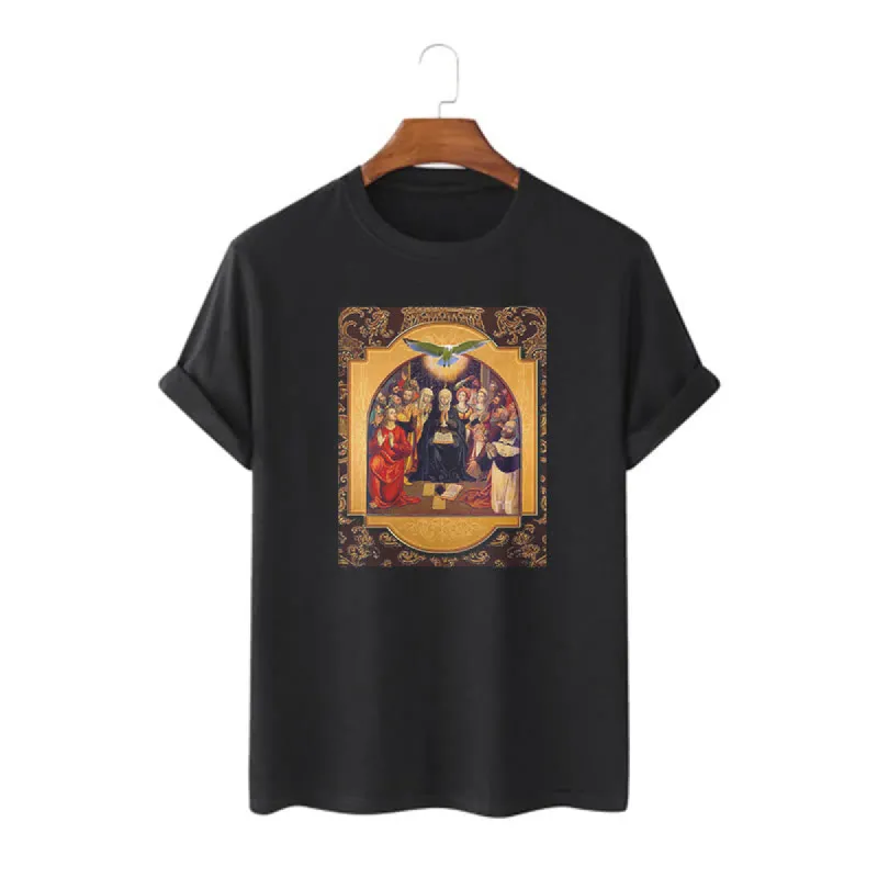 Christianartworkshop Classic Style Holy Spirit Apostles Saint Virgin Mary Short Sleeve T-shirt sold by Christian Art Workshop