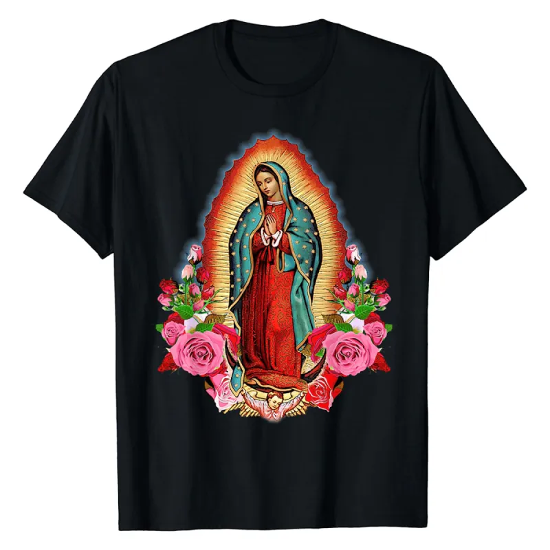 Christianartworkshop Classic Colored Style Our Lady of Guadalupe Short Sleeve T-shirt sold by Christian Art Workshop