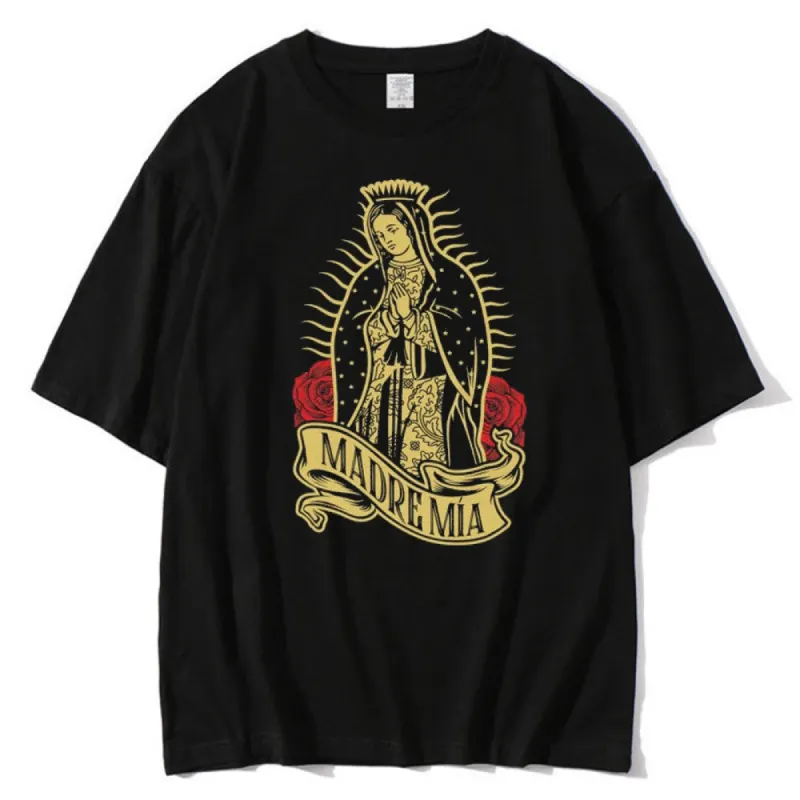Christianartworkshop Classic Style Virgin Mary Theme Short Sleeve Washed T-shirt sold by Christian Art Workshop