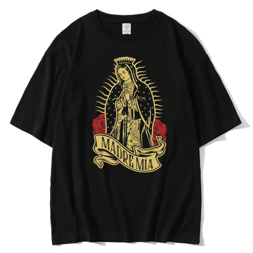 Christianartworkshop Classic Style Virgin Mary Theme Short Sleeve Washed T-shirt sold by Christian Art Workshop