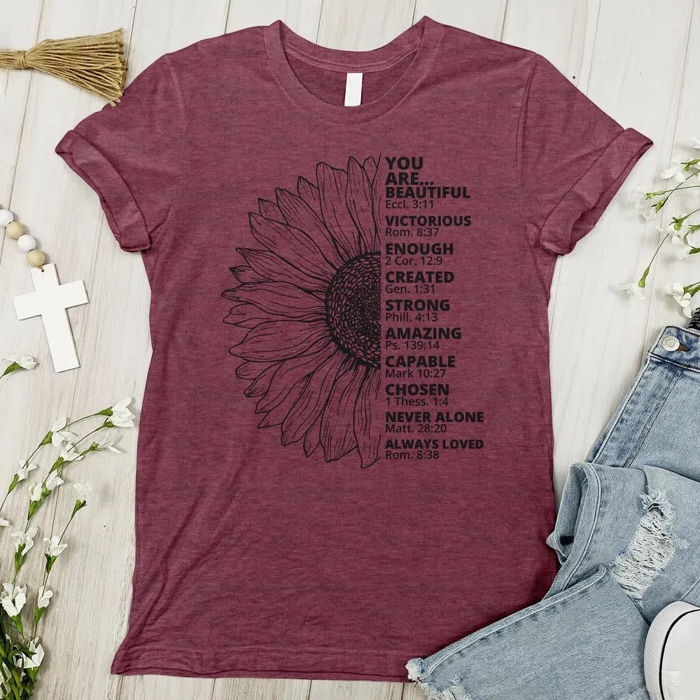 Christianartworkshop Sunflower Thankful Grateful Blessed Women's T-shirt sold by Christian Art Workshop product image thumbnail 3