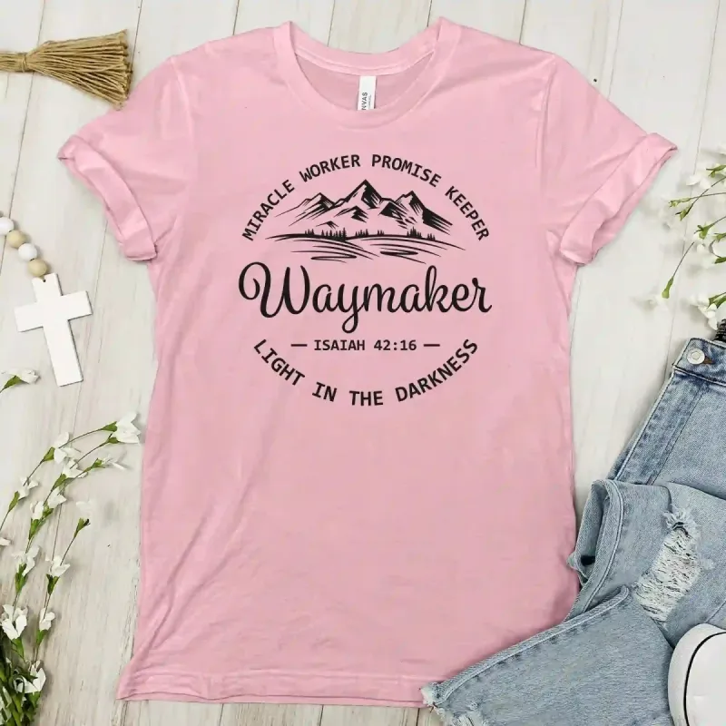 Christianartworkshop Waymaker Inspirational Women's T-shirt sold by Christian Art Workshop