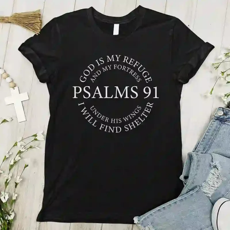 Christianartworkshop Psalms 91 Tee - Inspirational Women's T-shirt sold by Christian Art Workshop