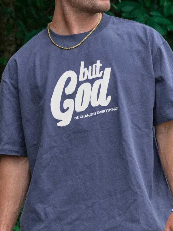 Christianartworkshop But God Hand-Stitched T-shirt sold by Christian Art Workshop