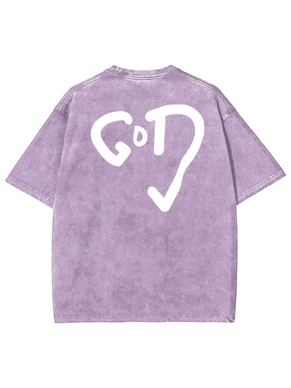 Christianartworkshop God Heart Unisex Washed T-shirt sold by Christian Art Workshop