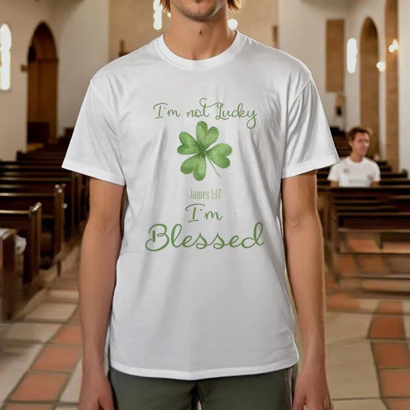 Christianartworkshop I'M Not Lucky I'm Blessed Faith-Inspired T-Shirt sold by Christian Art Workshop product image thumbnail 5