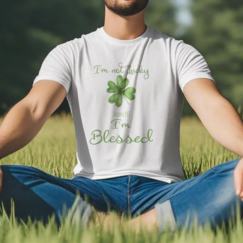 Christianartworkshop I'M Not Lucky I'm Blessed Faith-Inspired T-Shirt sold by Christian Art Workshop product image thumbnail 3