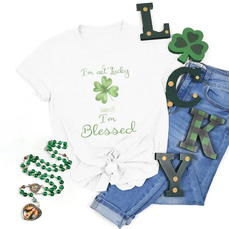 Christianartworkshop I'M Not Lucky I'm Blessed Faith-Inspired T-Shirt sold by Christian Art Workshop