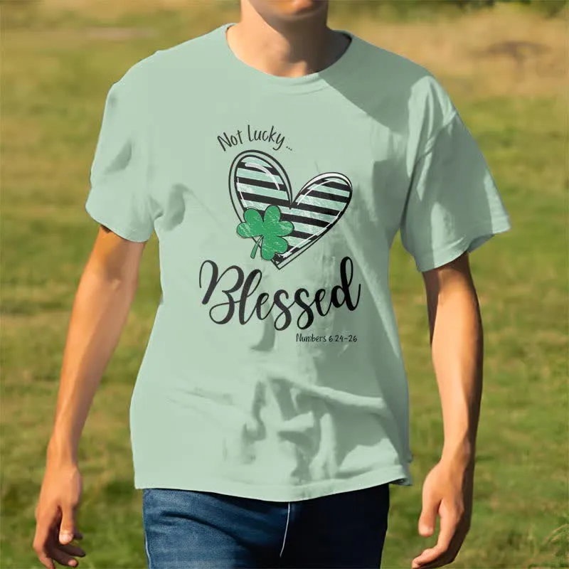 Christianartworkshop Blessed Beyond the Luck of the Irish Faith-Inspired T-Shirt sold by Christian Art Workshop product image thumbnail 2