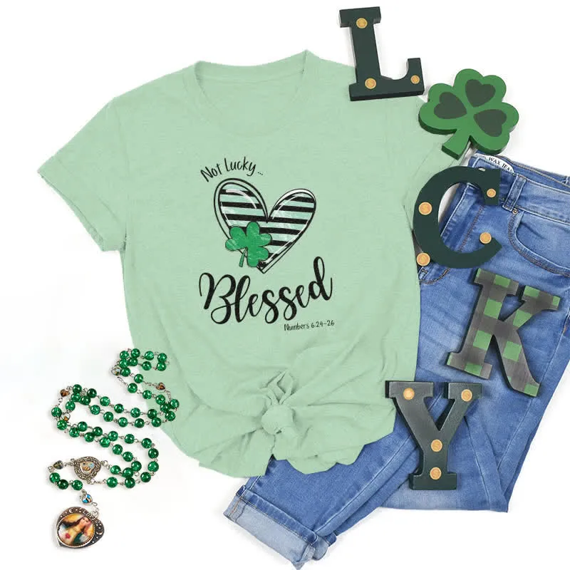 Christianartworkshop Blessed Beyond the Luck of the Irish Faith-Inspired T-Shirt sold by Christian Art Workshop