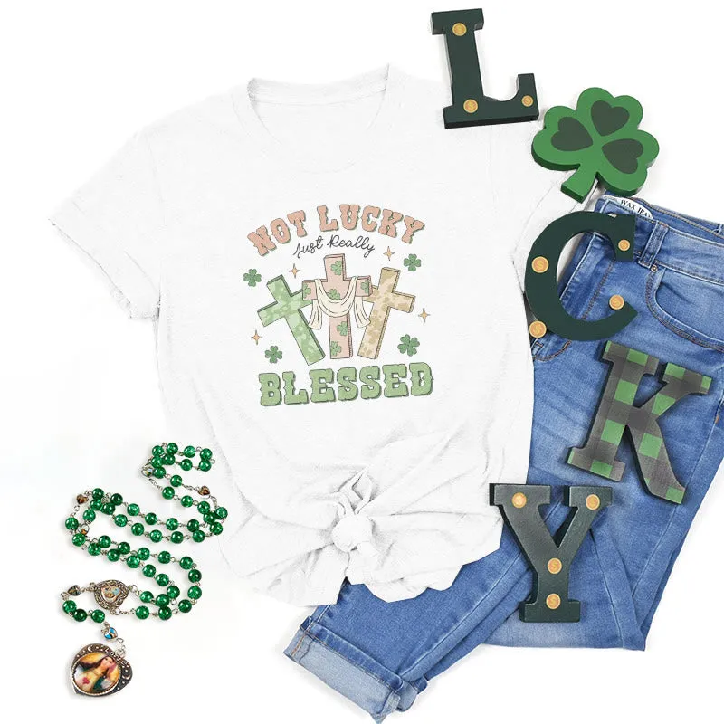 Christianartworkshop Not Lucky Just Blessed Faith-Inspired T-Shirt sold by Christian Art Workshop product image thumbnail 4
